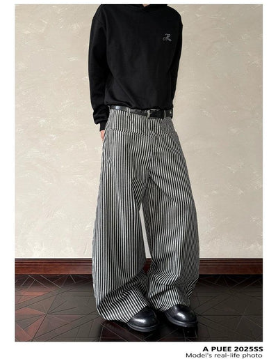 Vertical Stripes Wide Leg Pants