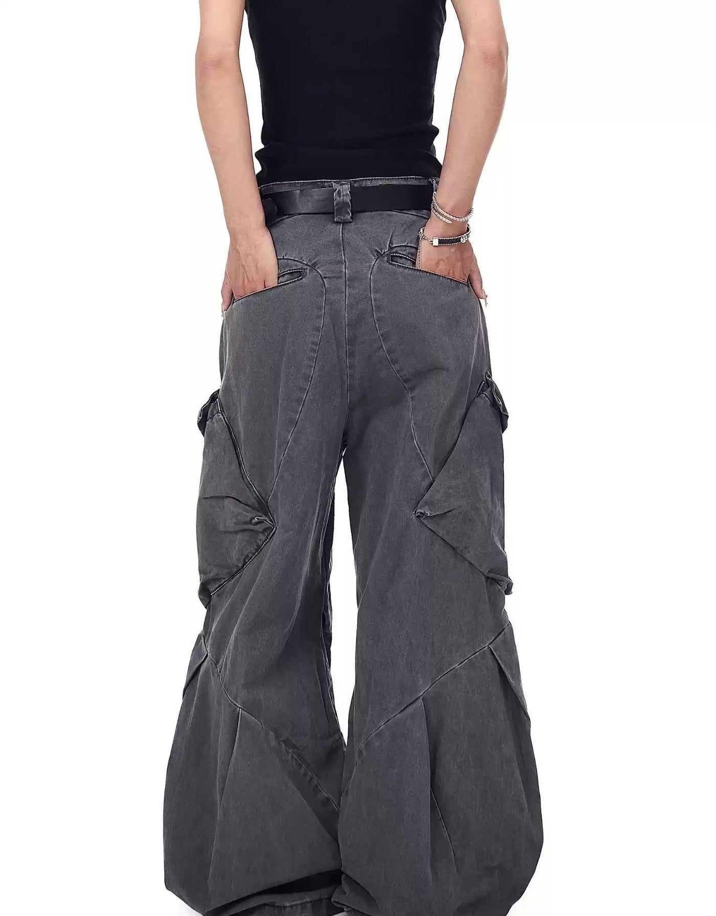 Wide Tilt Pockets Washed Jeans Korean Street Fashion Jeans By Blacklists Shop Online at OH Vault