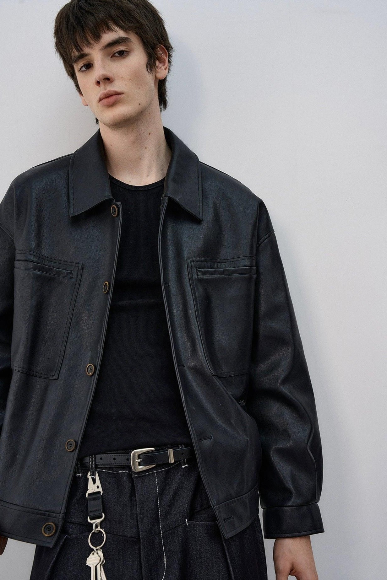 Boxy Cut PU Leather Jacket Korean Street Fashion Jacket By MaxDstr Shop Online at OH Vault