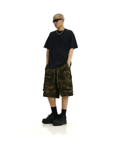 Drawstring Camouflage Cargo Shorts Korean Street Fashion Shorts By MEBXX Shop Online at OH Vault