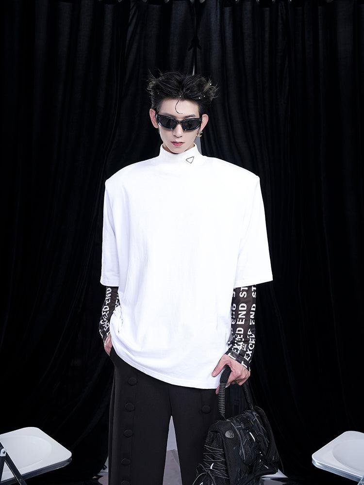 Metal Accent Clean Fit Mockneck Korean Street Fashion Mockneck By Slim Black Shop Online at OH Vault
