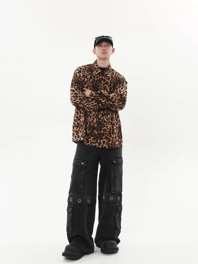 Leopard Print Drapey Shirt Korean Street Fashion Shirt By Blacklists Shop Online at OH Vault