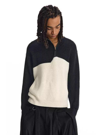 Abstract Splice Contrast Half-Zip Korean Street Fashion Half-Zip By Conp Conp Shop Online at OH Vault