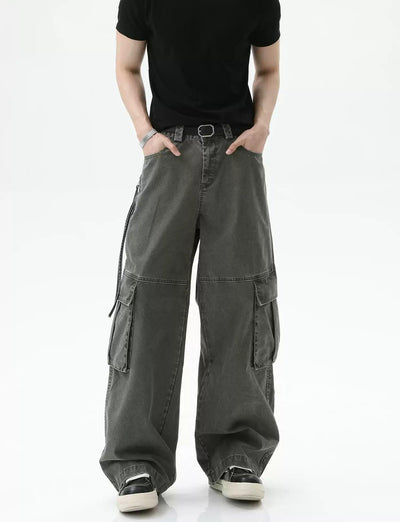Washed Zipped Pocket Cargo Pants Korean Street Fashion Pants By Turn Tide Shop Online at OH Vault