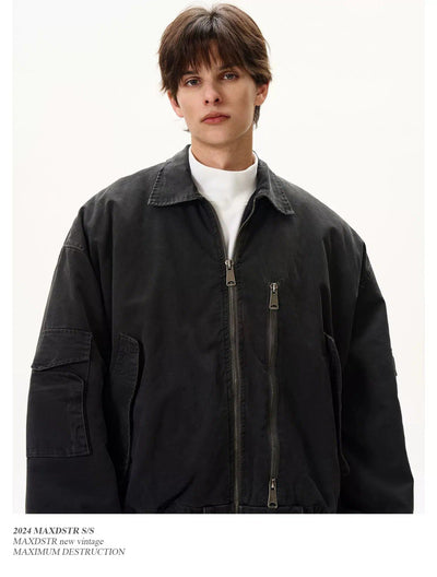 Faded Wash Cargo Style Jacket Korean Street Fashion Jacket By MaxDstr Shop Online at OH Vault