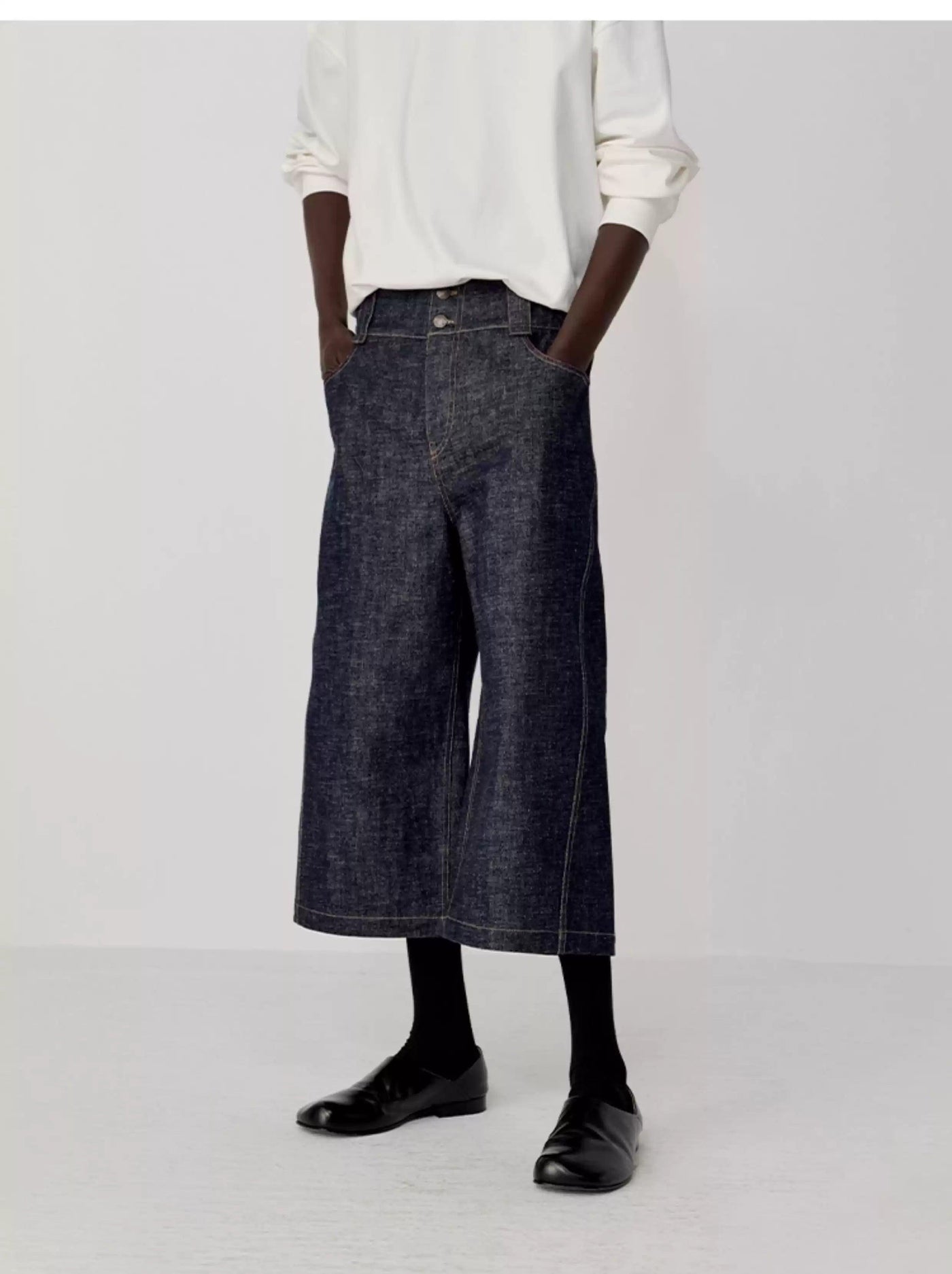 Structured Mid-Length Denim Shorts Korean Street Fashion Shorts By Opicloth Shop Online at OH Vault