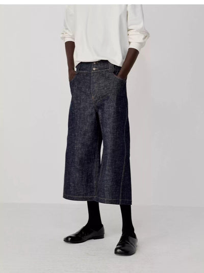 Structured Mid-Length Denim Shorts Korean Street Fashion Shorts By Opicloth Shop Online at OH Vault