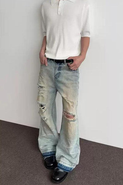 Distressed & Washed Jeans Korean Street Fashion Jeans By A PUEE Shop Online at OH Vault