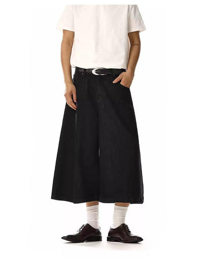 Versatile Wide Mid Length Denim Shorts Korean Street Fashion Shorts By MEBXX Shop Online at OH Vault