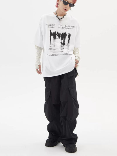 Drapey Gartered Track Pants Korean Street Fashion Pants By Ash Dark Shop Online at OH Vault