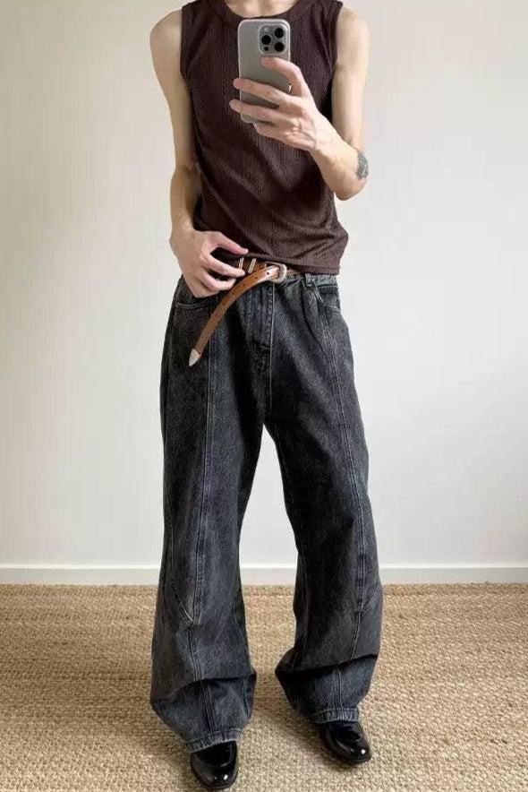 Washed Classic Bootcut Jeans Korean Street Fashion Jeans By A PUEE Shop Online at OH Vault