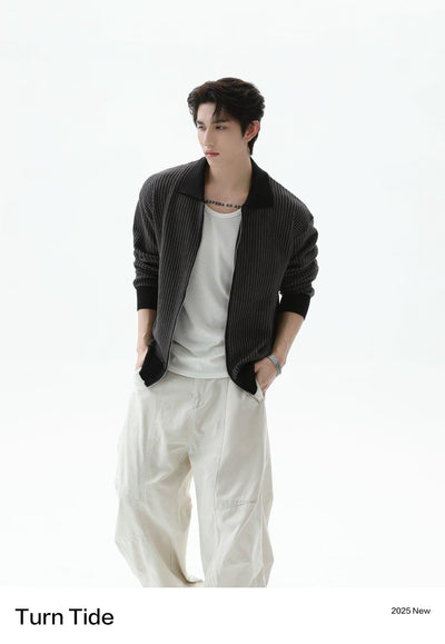 Pattern Knitted Zipped Jacket Korean Street Fashion Jacket By Turn Tide Shop Online at OH Vault
