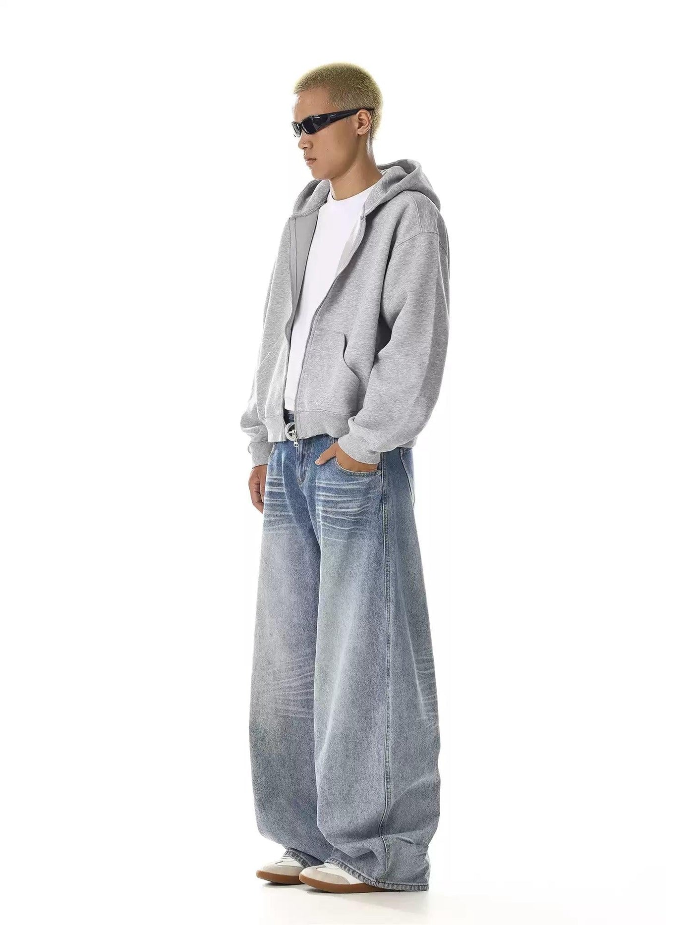 Light Wash Whiskered Jeans Korean Street Fashion Jeans By MEBXX Shop Online at OH Vault