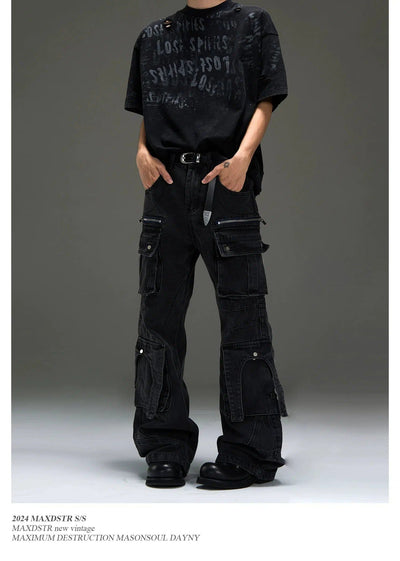 Stitched Multi-Pocket Cargo Pants Korean Street Fashion Pants By MaxDstr Shop Online at OH Vault