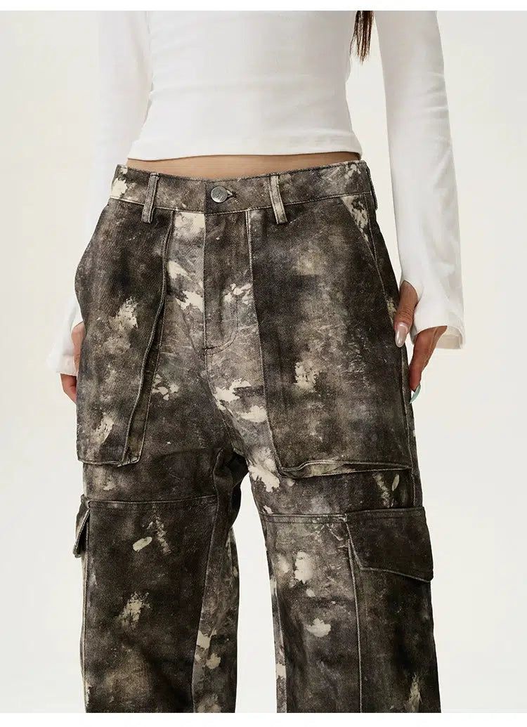 Paint Splashed Camo Cargo Pants Korean Street Fashion Pants By 77Flight Shop Online at OH Vault