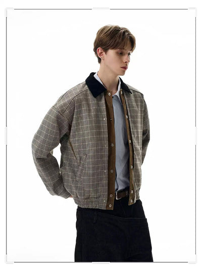 Houndstooth Corduroy Collar Jacket