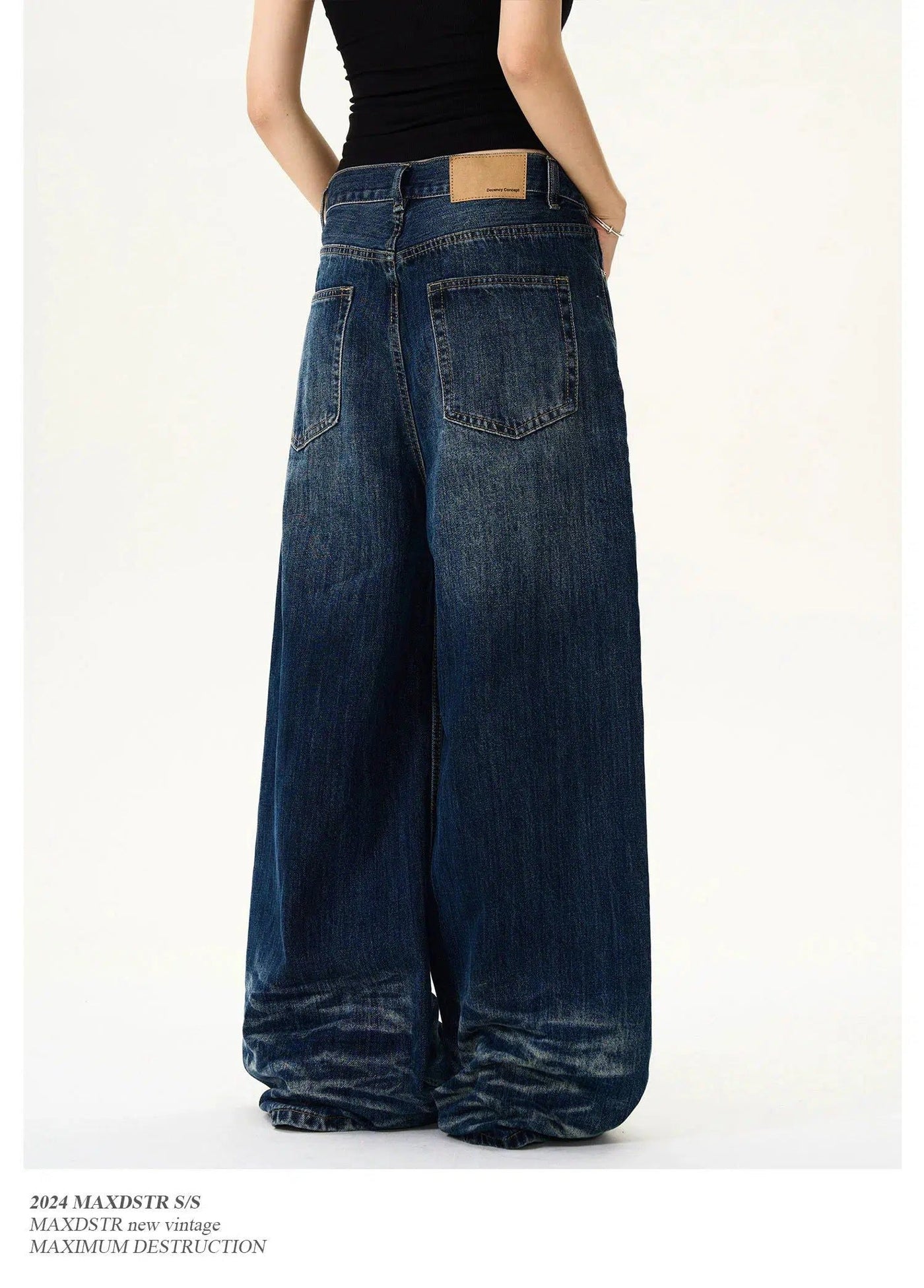 Rippled Pattern Wide Leg Jeans Korean Street Fashion Jeans By MaxDstr Shop Online at OH Vault