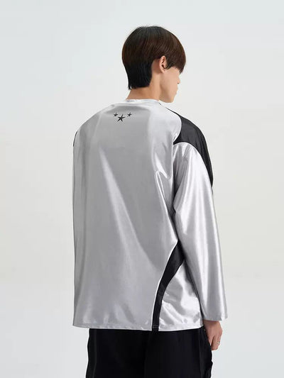 Shiny Relaxed Fit Flow Long Sleeve T-Shirt Korean Street Fashion T-Shirt By A PUEE Shop Online at OH Vault