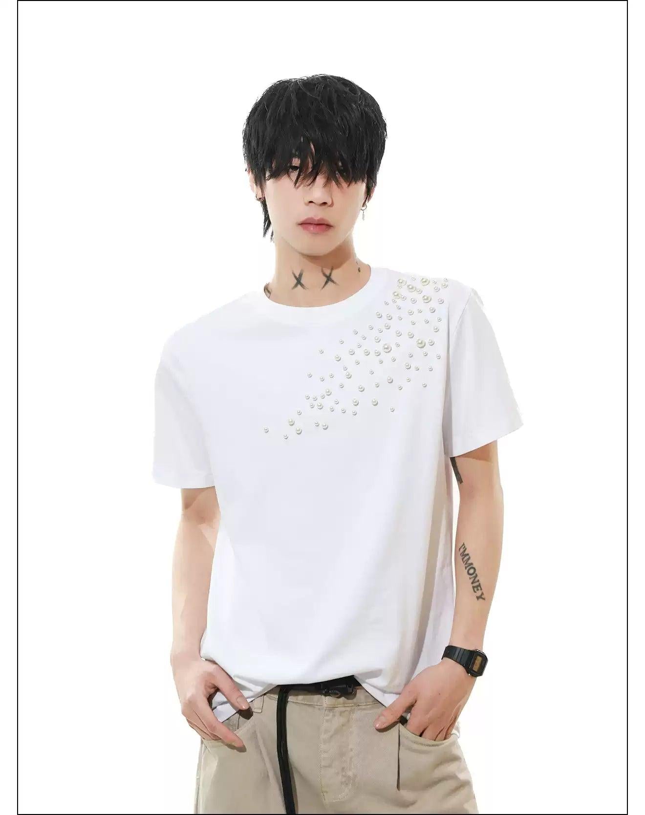 Pearled Accessories T-Shirt Korean Street Fashion T-Shirt By Mr Nearly Shop Online at OH Vault