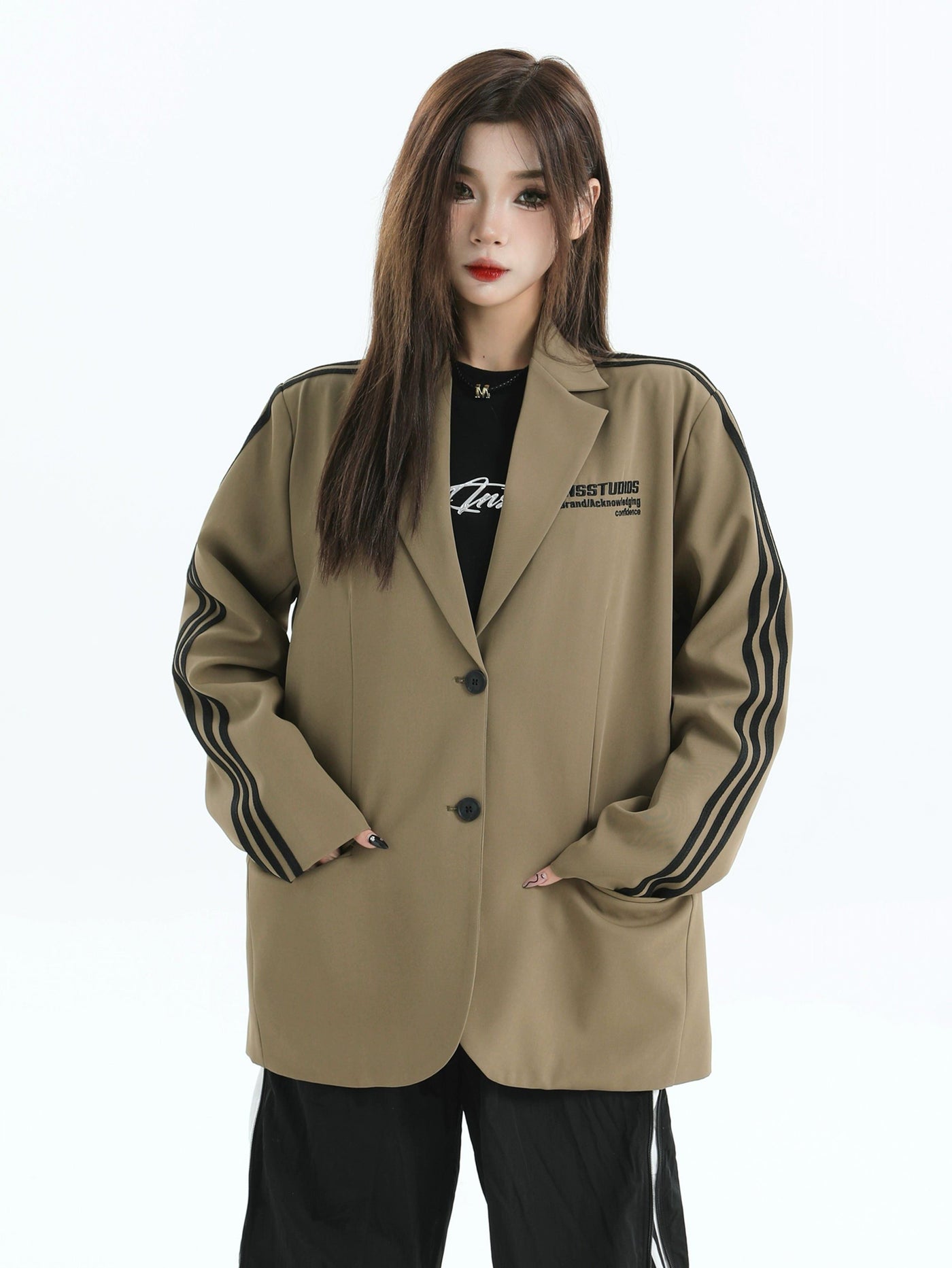 Sports Style Lapel Blazer Korean Street Fashion Blazer By INS Korea Shop Online at OH Vault