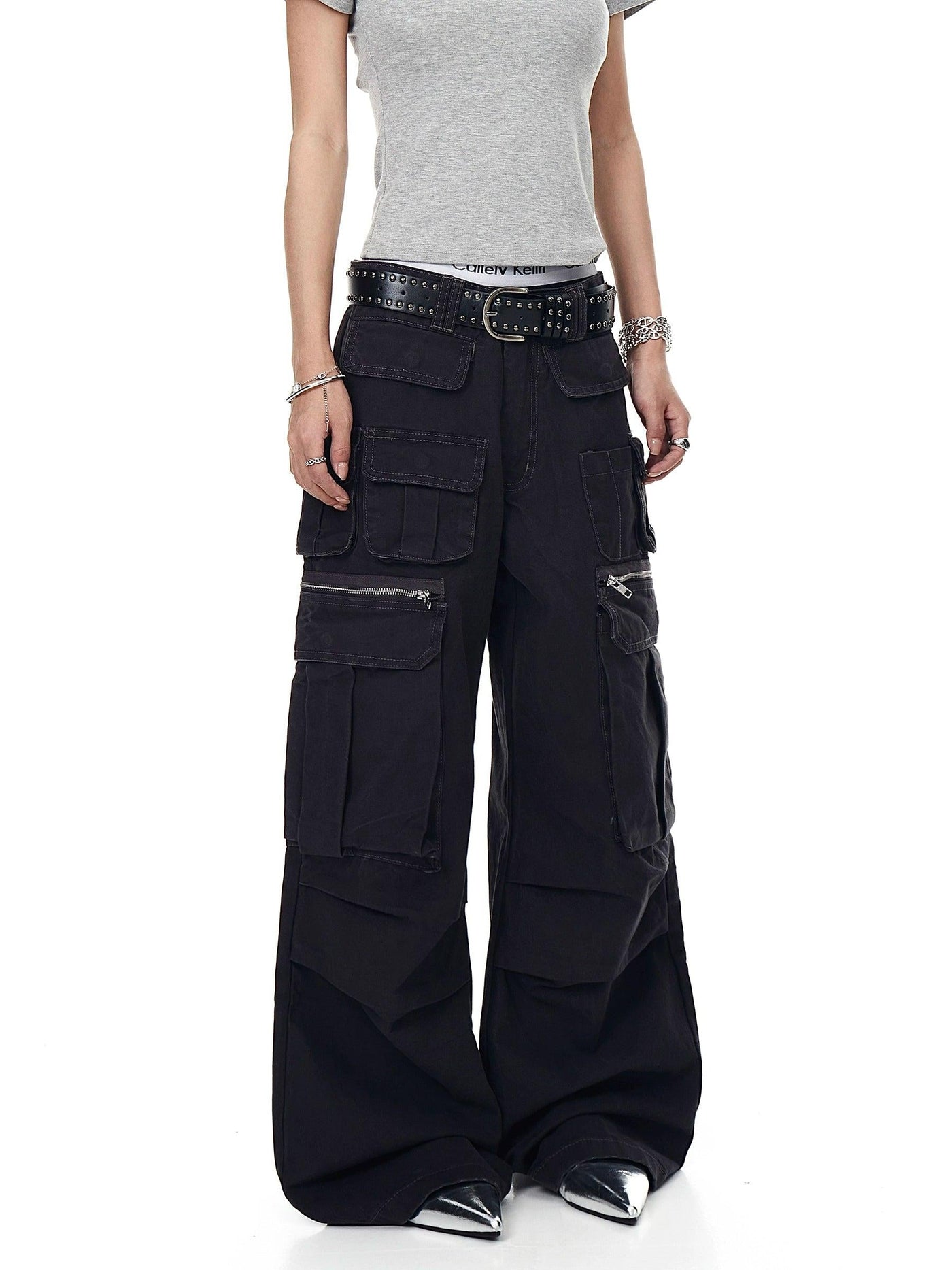 Pleated Multi Pockets Cargo Jeans Korean Street Fashion Jeans By Blacklists Shop Online at OH Vault