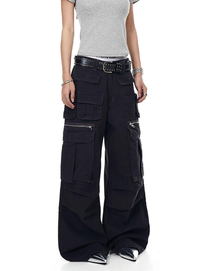 Pleated Multi Pockets Cargo Jeans Korean Street Fashion Jeans By Blacklists Shop Online at OH Vault