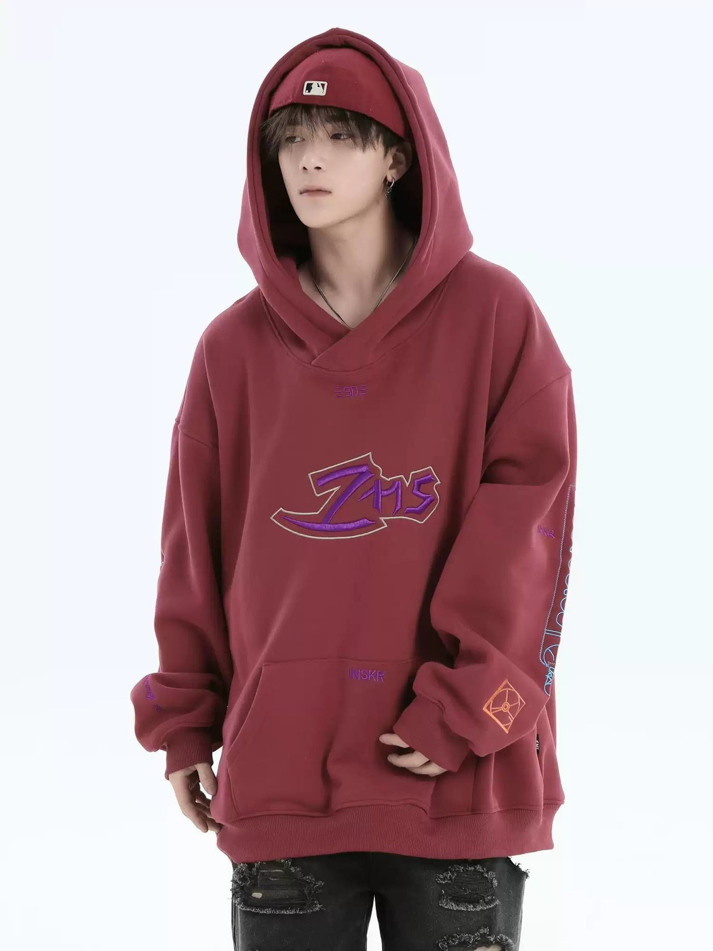 Abstract Line Stitch Hoodie Korean Street Fashion Hoodie By INS Korea Shop Online at OH Vault