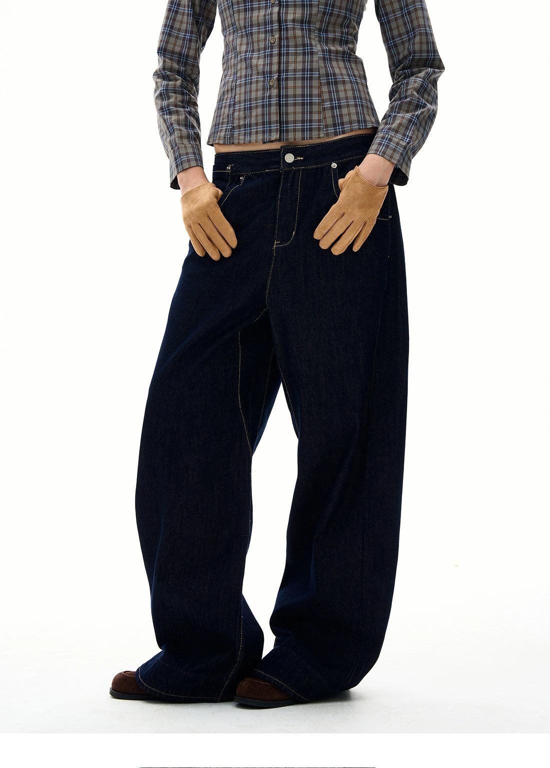 Topstitch Loose Fit Jeans Korean Street Fashion Jeans By 77Flight Shop Online at OH Vault