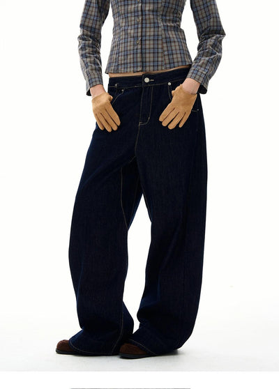 Topstitch Loose Fit Jeans Korean Street Fashion Jeans By 77Flight Shop Online at OH Vault