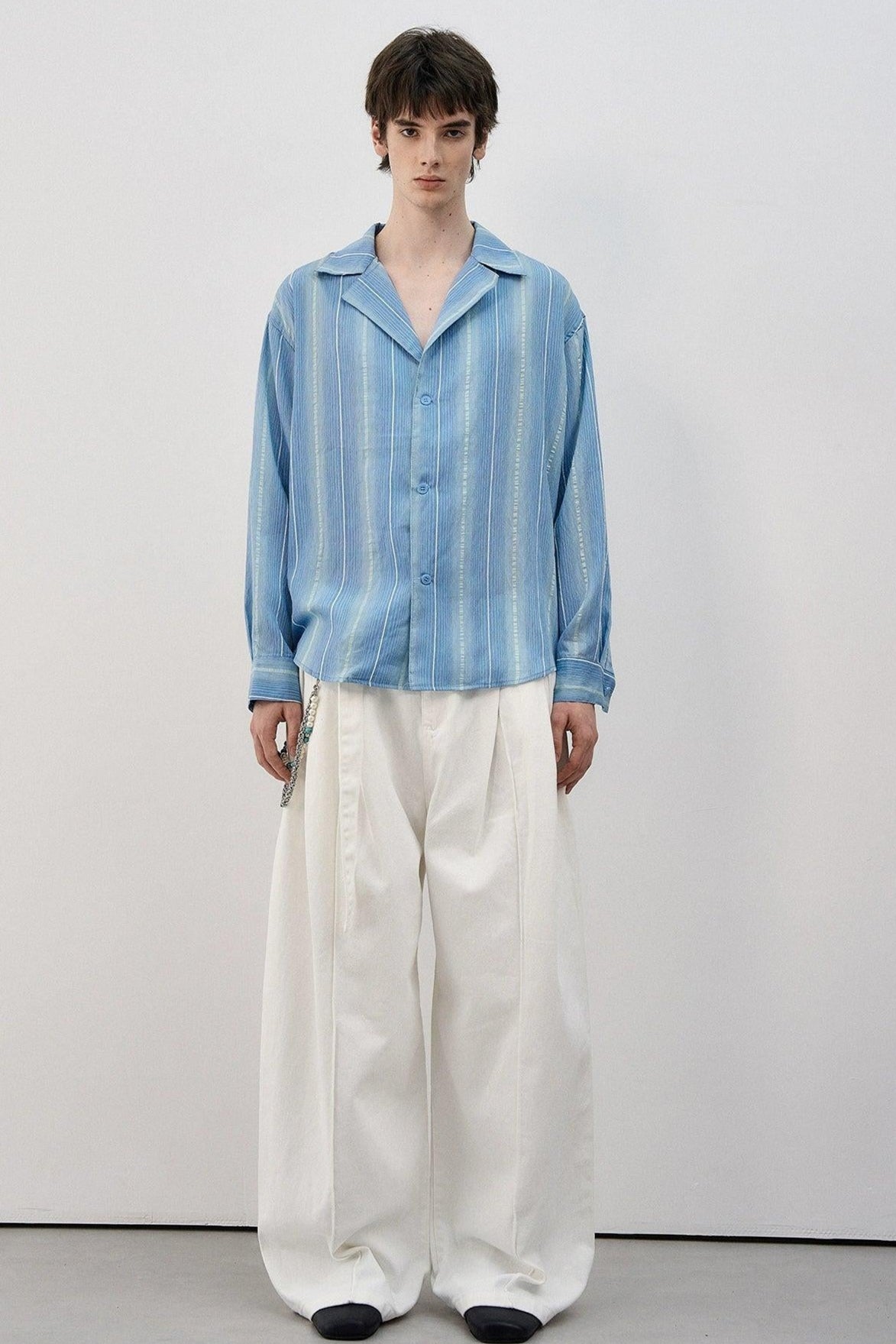 Vertical Striped Pattern Regular Fit Shirt Korean Street Fashion Shirt By MaxDstr Shop Online at OH Vault