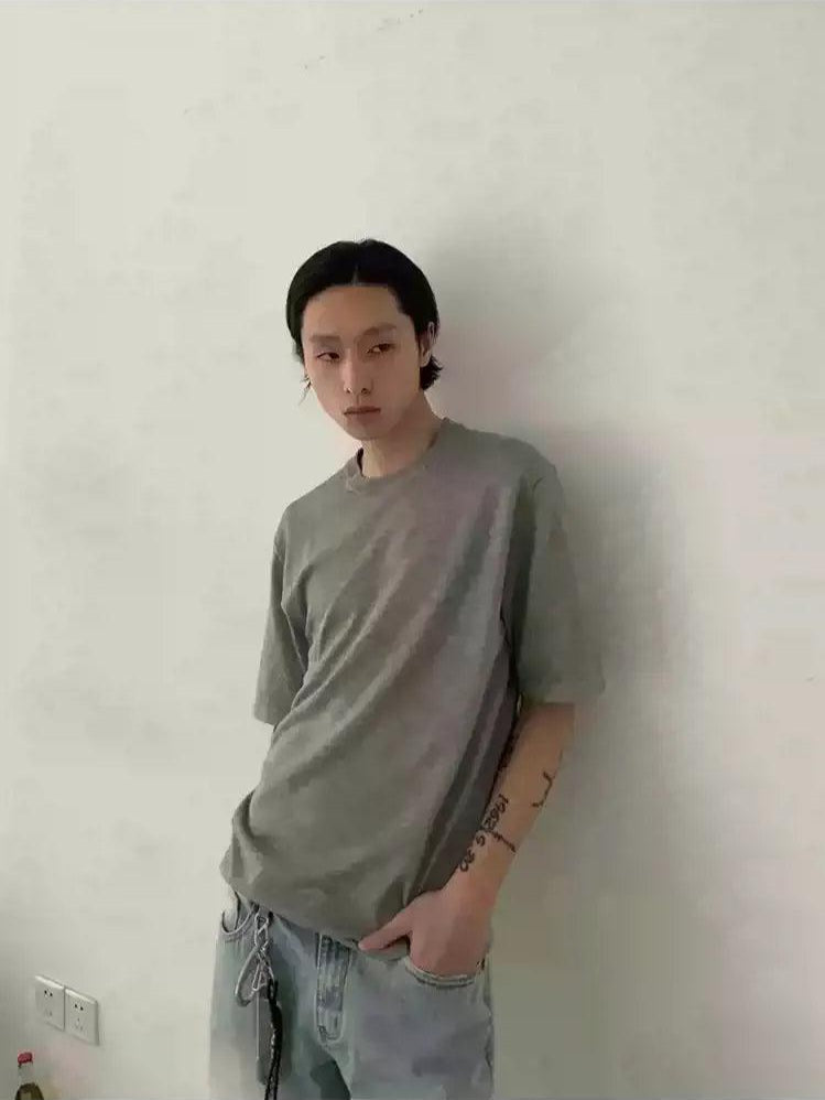 Basic Round Neck Knitted T-Shirt Korean Street Fashion T-Shirt By In Knots Shop Online at OH Vault