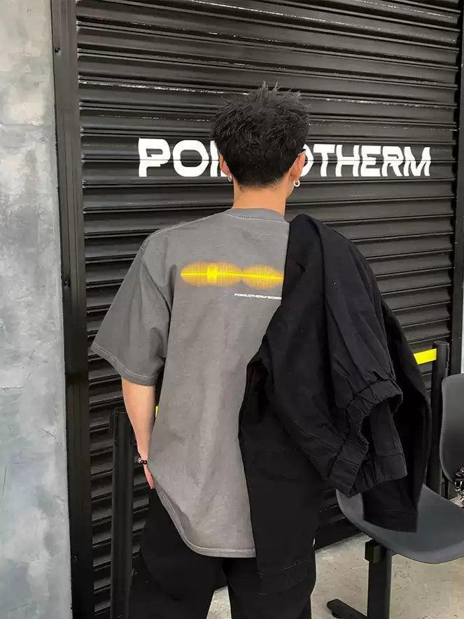 Sound Wave Print Washed T-Shirt Korean Street Fashion T-Shirt By Poikilotherm Shop Online at OH Vault