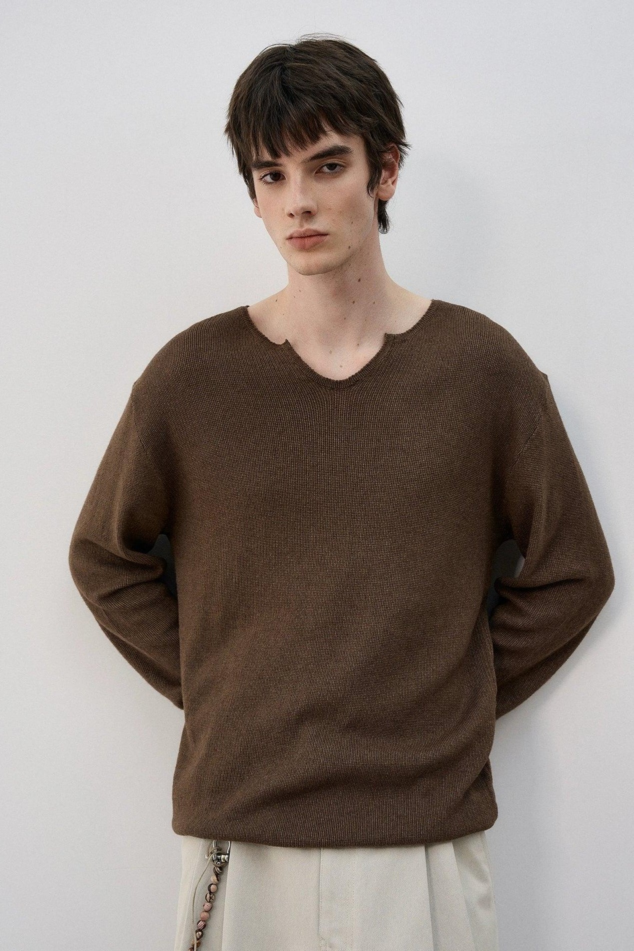 Curve Cuts Detail Sweater Korean Street Fashion Sweater By MaxDstr Shop Online at OH Vault
