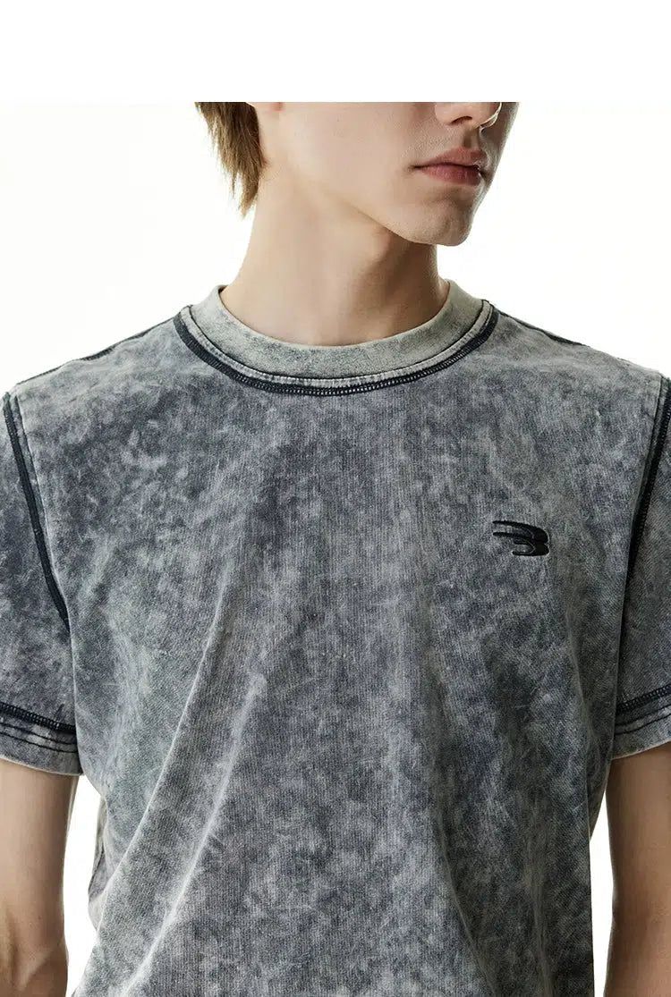 Seam Detail Washed T-Shirt Korean Street Fashion T-Shirt By Cro World Shop Online at OH Vault