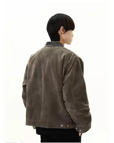 Vintage Micro Suede Jacket Korean Street Fashion Jacket By A PUEE Shop Online at OH Vault