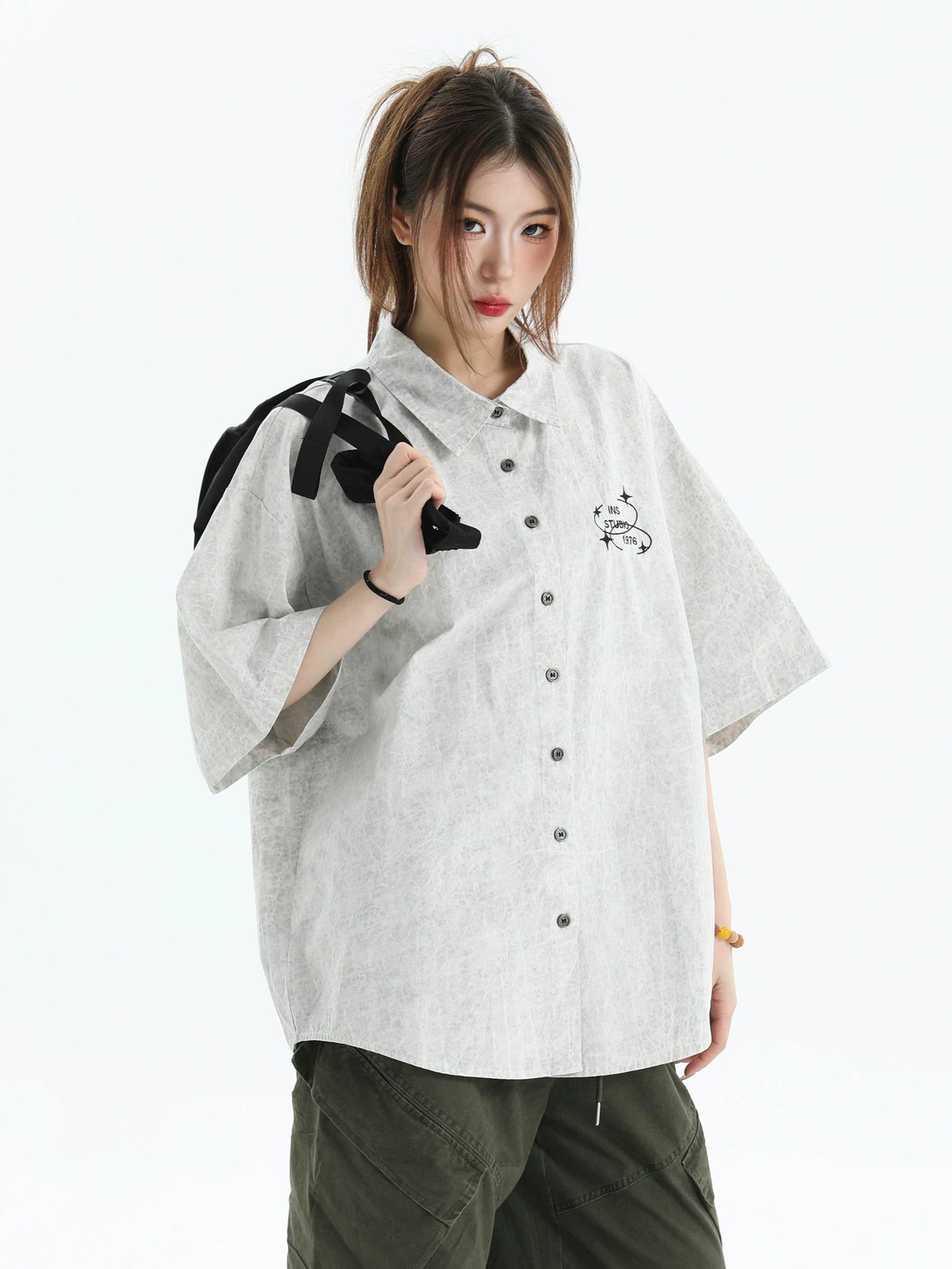 Subtle Washed Buttoned Shirt Korean Street Fashion Shirt By INS Korea Shop Online at OH Vault