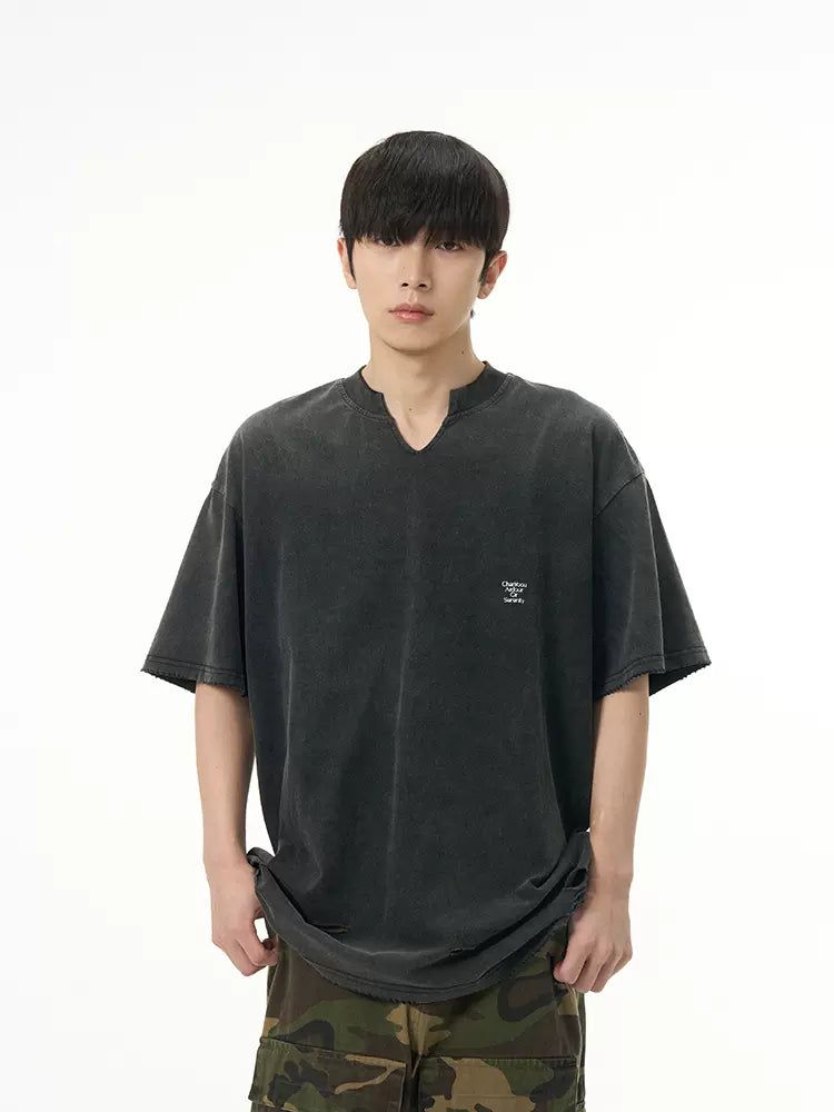 Washed & Ripped T-Shirt Korean Street Fashion T-Shirt By 77Flight Shop Online at OH Vault