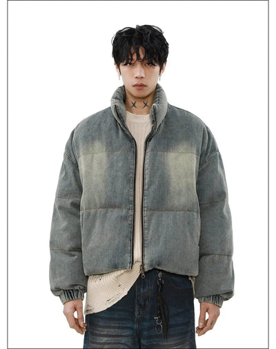 Washed Denim Down Jacket Korean Street Fashion Jacket By Mr Nearly Shop Online at OH Vault