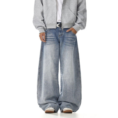 Light Wash Whiskered Jeans Korean Street Fashion Jeans By MEBXX Shop Online at OH Vault