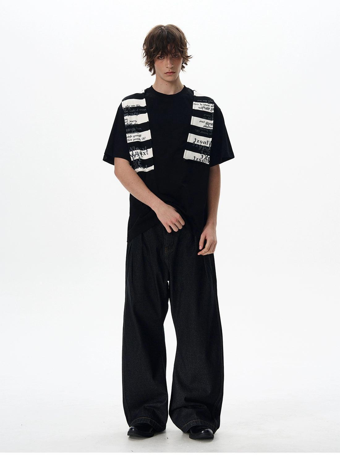 Over Shoulder Patched T-Shirt Korean Street Fashion T-Shirt By 77Flight Shop Online at OH Vault