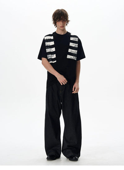 Over Shoulder Patched T-Shirt Korean Street Fashion T-Shirt By 77Flight Shop Online at OH Vault