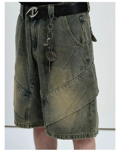 Mud-Dyed Denim Shorts Korean Street Fashion Shorts By CATSSTAC Shop Online at OH Vault