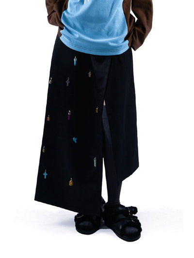 Semi-Gem Wrapped Long Skirt Korean Street Fashion Skirt By Apriority Shop Online at OH Vault