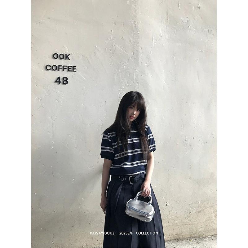Wide Striped S/S Polo Korean Street Fashion Polo By Jump Next Shop Online at OH Vault