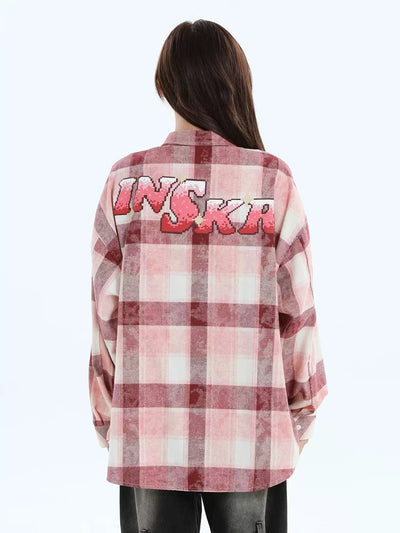 Neat Plaid Washed Shirt Korean Street Fashion Shirt By INS Korea Shop Online at OH Vault