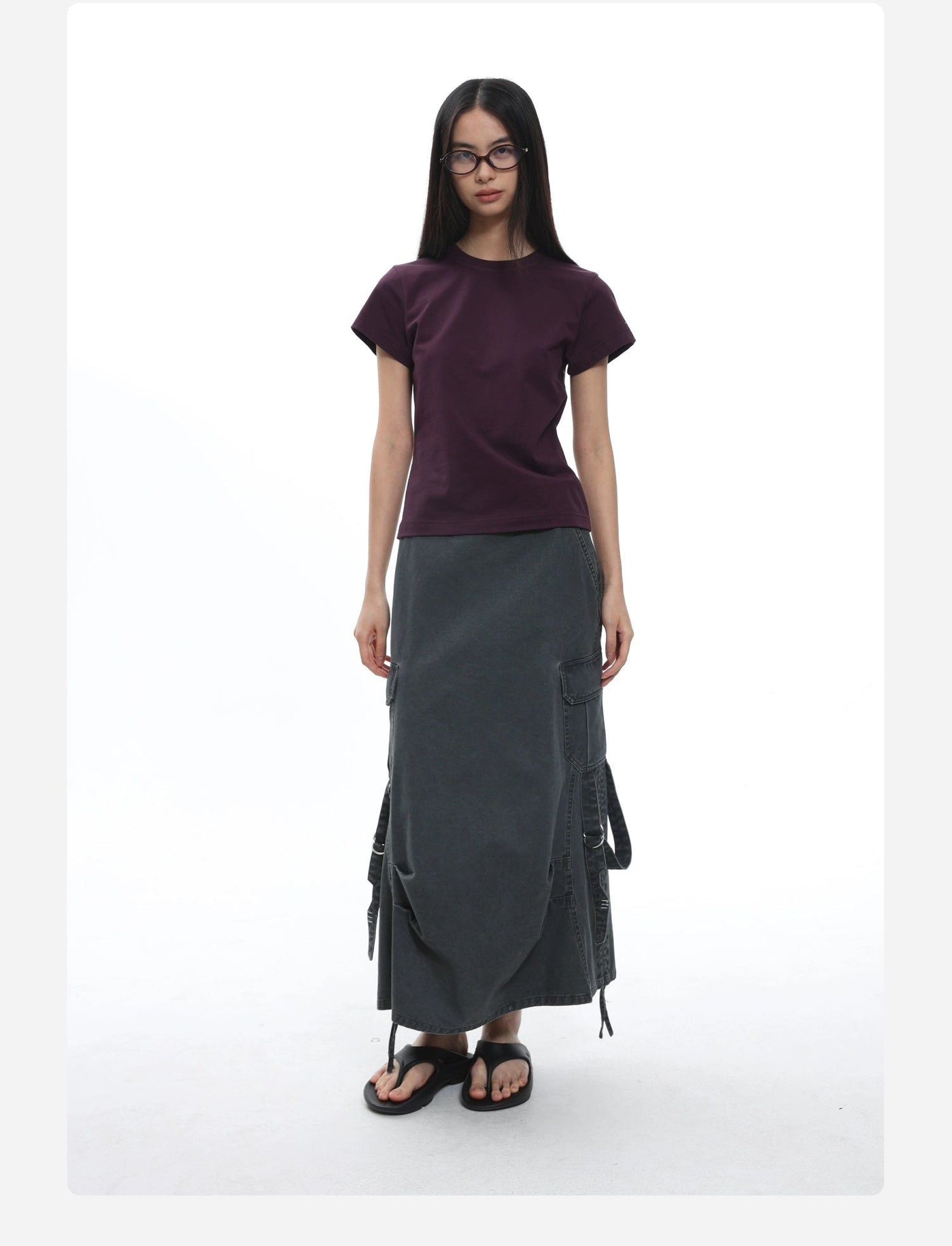 Side Ruched Buckled Strap Skirt Korean Street Fashion Skirt By Roaring Wild Shop Online at OH Vault