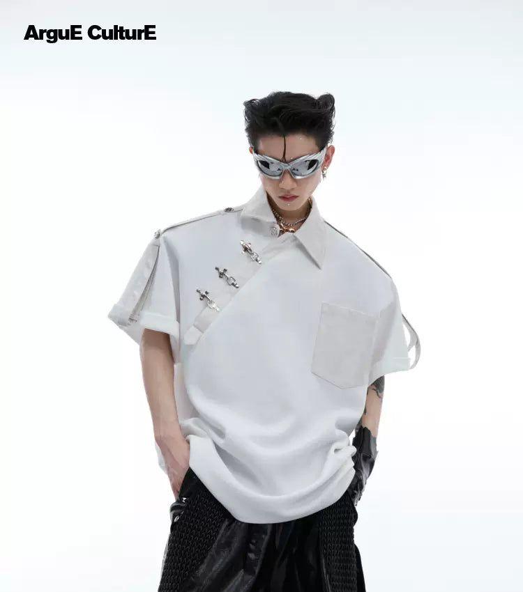 Asian Style Metal Link Shirt Korean Street Fashion Shirt By Argue Culture Shop Online at OH Vault