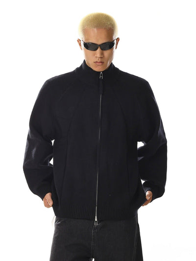 Ribbed Cuffs Raglan Sleeves Knit Jacket Korean Street Fashion Jacket By MEBXX Shop Online at OH Vault