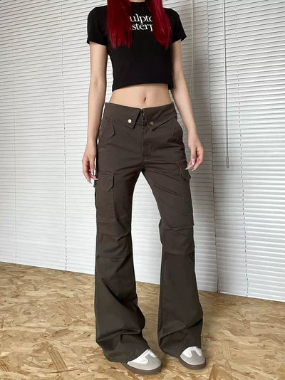 Folded Detail Cargo Pants Korean Street Fashion Pants By Apocket Shop Online at OH Vault