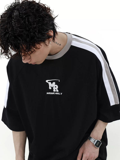 Spliced Side Line T-Shirt Korean Street Fashion T-Shirt By Mr Nearly Shop Online at OH Vault